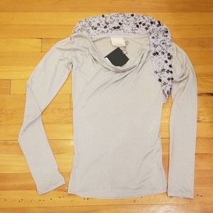 NWT Trosman Enrico light grey beaded top size 1